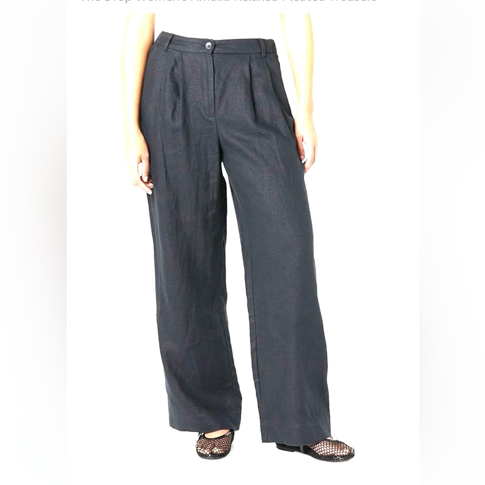 NWT The Drop Women's Amalia Relaxed Pleated Trousers size M Long